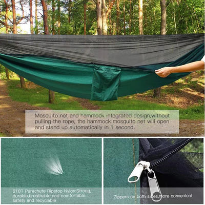 Buitentuin lichtgewicht nylon groen kamperen parachute hangmat met muggennet
