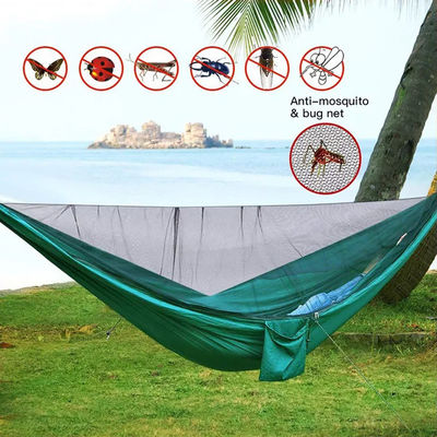 Buitentuin lichtgewicht nylon groen kamperen parachute hangmat met muggennet