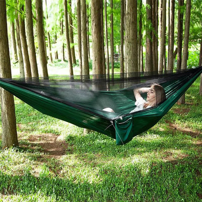 Buitentuin lichtgewicht nylon groen kamperen parachute hangmat met muggennet