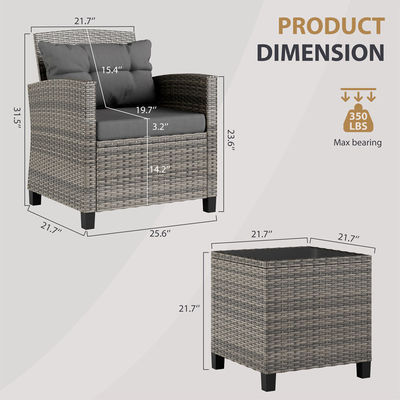 Outdoor Bistro Set Rattan Garden Chair 2 zitplaatsen Patio Set Groep met koffie tafel door AJUNION
