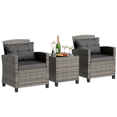 Outdoor Bistro Set Rattan Garden Chair 2 zitplaatsen Patio Set Groep met koffie tafel door AJUNION