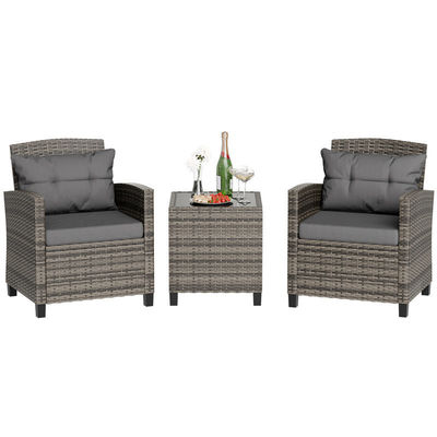 Outdoor Bistro Set Rattan Garden Chair 2 zitplaatsen Patio Set Groep met koffie tafel door AJUNION