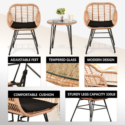AJUNION 2 Zitplaatsen Outdoor Patio Meubels Bistro Set D23.62'xW21.26'xH31.5' Stoel Grootte