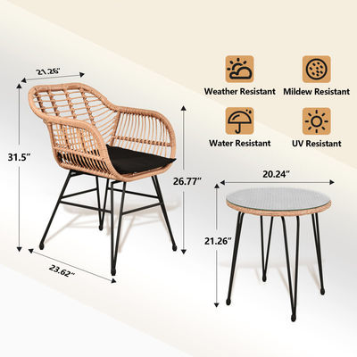 AJUNION 2 Zitplaatsen Outdoor Patio Meubels Bistro Set D23.62'xW21.26'xH31.5' Stoel Grootte