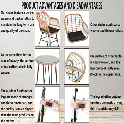 AJUNION 2 Zitplaatsen Outdoor Patio Meubels Bistro Set D23.62'xW21.26'xH31.5' Stoel Grootte