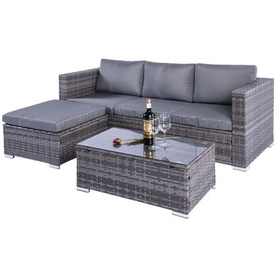 Outdoor tuinmeubilair Wicker Rattan Sofa Set met koffietafel in PE Rattan