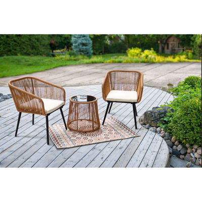 Moderne design 3 stuk Bistro Set Wicker Rattan Stoel Meubelen met LED zonnelicht
