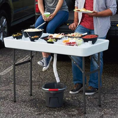 Draagbare opvouwbare tafel voor feest Hotel Camping Square HDPE Plastic Metal Chill Ice Cooler