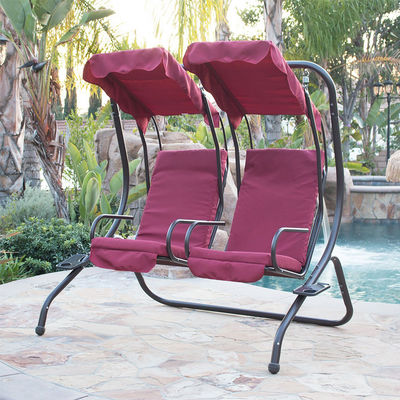 Metalen dubbele 2 zitplaats Loveseat Hangende schommelstoel met luifel Geniet van het buitenleven in comfort