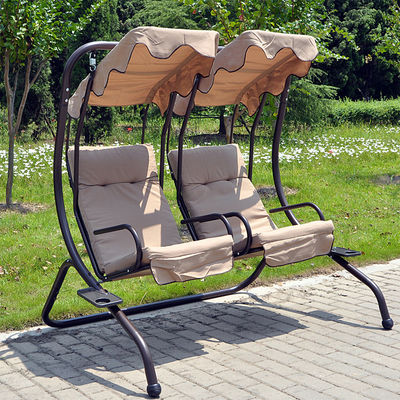 Metalen dubbele 2 zitplaats Loveseat Hangende schommelstoel met luifel Geniet van het buitenleven in comfort