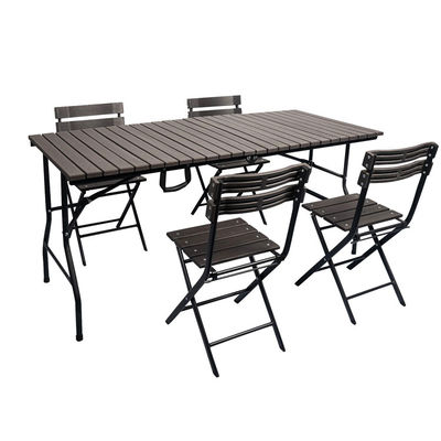 Metalen Buitenopvouwbare Draagbare Houtgraan HDPE Plastic Opvouwbare Bier Picnic Eettafel