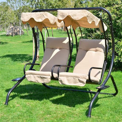 Metalen dubbele 2 zitplaats Loveseat Hangende schommelstoel met luifel Geniet van het buitenleven in comfort