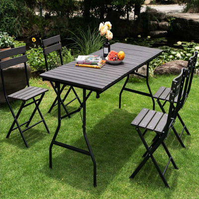 Metalen Buitenopvouwbare Draagbare Houtgraan HDPE Plastic Opvouwbare Bier Picnic Eettafel
