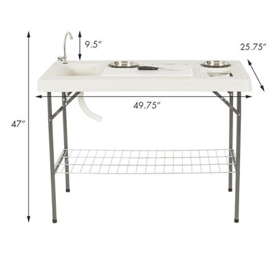 Draagbare plastic-metalen opvouwbare tafel voor buitencamping en tuinactiviteiten