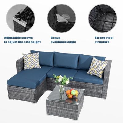 Sofa van rotan sectioneel lounge set 24' H x 78' W x 50.78' D voor ontspanning in de buitenlucht