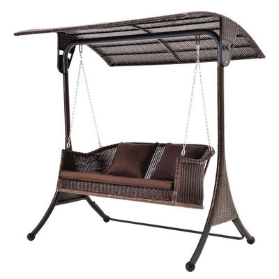 Buitenmeubilair Metalen frame PE Rattan Hangende schommelstoel voor Hof Tuin Strand