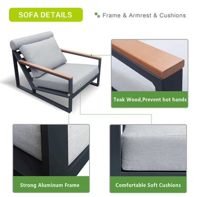 Aluminium frame patio ligstoel en Ottoman voor buiten ontspanning