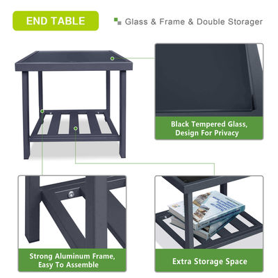 Aluminium frame patio ligstoel en Ottoman voor buiten ontspanning