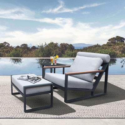 Aluminium frame patio ligstoel en Ottoman voor buiten ontspanning