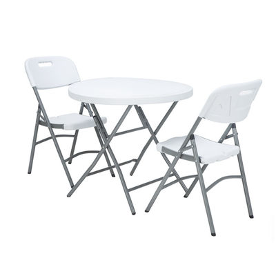 Postverpakking Draagbare ronde plastic metalen opvouwbare eettafel voor moderne designstijl
