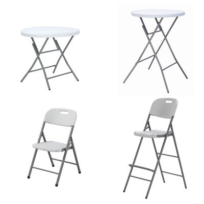 Postverpakking Draagbare ronde plastic metalen opvouwbare eettafel voor moderne designstijl