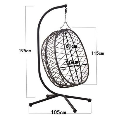 Buiten patio binnenplaats Tuin weefsel Pe Rattan touw vouw hangend ei swing stoel met kussen