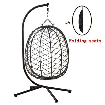 Buiten patio binnenplaats Tuin weefsel Pe Rattan touw vouw hangend ei swing stoel met kussen