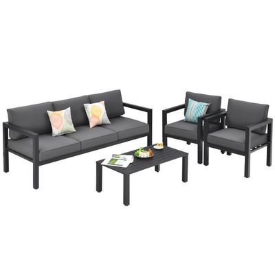 AJUNION 4 Piece Patio Meubels Zittingset Aluminium Buiten voor Modern Design Style