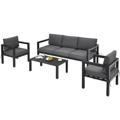 AJUNION 4 Piece Patio Meubels Zittingset Aluminium Buiten voor Modern Design Style