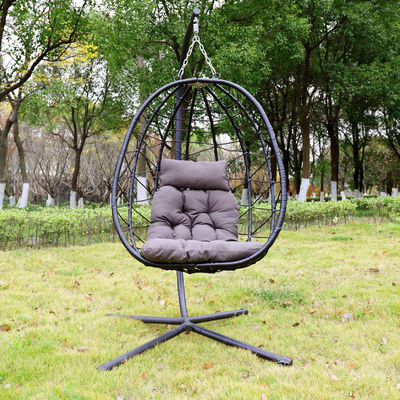 Buiten patio binnenplaats Tuin weefsel Pe Rattan touw vouw hangend ei swing stoel met kussen