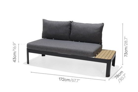 Aluminium modulair tuinmeubilair L172xW72xH43cm AJUNION Outdoor Chaise sectioneel set