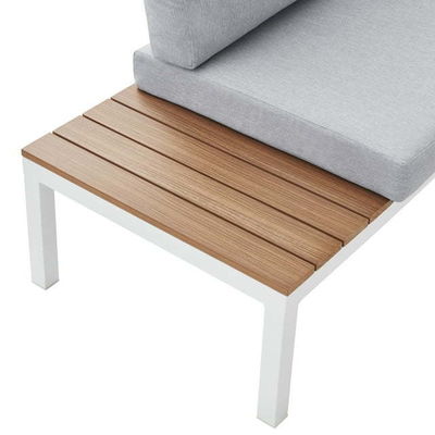 Buitenmeubilair L-vormige sectiesofa Plastic Teak Hout Hoek Lounge Set voor dek