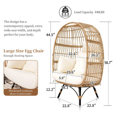 Buitenste ijzeren frame Wicker Rattan Ronde vogelnest Schommelende eier stoel voor binnenplaats tuin