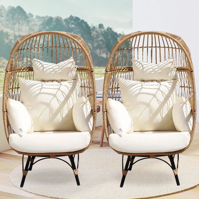 Buitenste ijzeren frame Wicker Rattan Ronde vogelnest Schommelende eier stoel voor binnenplaats tuin