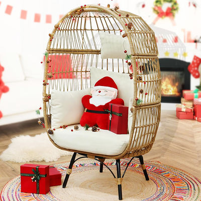 Buitenste ijzeren frame Wicker Rattan Ronde vogelnest Schommelende eier stoel voor binnenplaats tuin