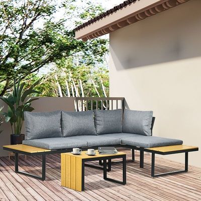 Sofa Set AJUNION Aluminium Outdoor Hoek Lounge Set voor Modulaire Tuinmeubilair