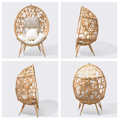 Algemeen Buitenmeubilair Opvouwbaar Ja Ronde Pe Rattan Wicker Egg Sofa Stoel met Kussen