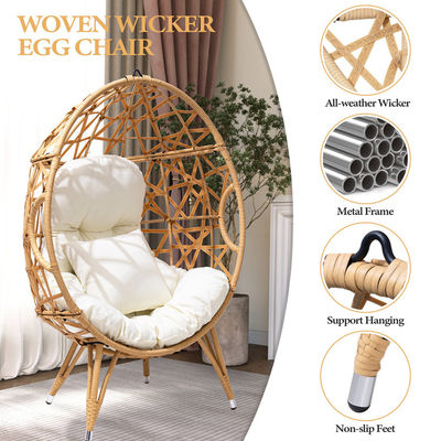 Algemeen Buitenmeubilair Opvouwbaar Ja Ronde Pe Rattan Wicker Egg Sofa Stoel met Kussen