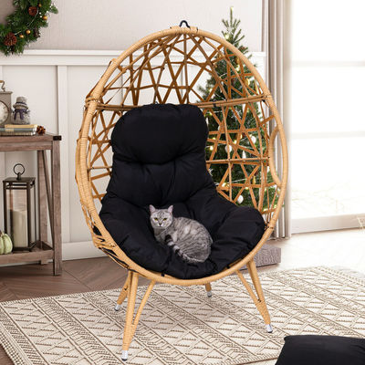 Algemeen Buitenmeubilair Opvouwbaar Ja Ronde Pe Rattan Wicker Egg Sofa Stoel met Kussen