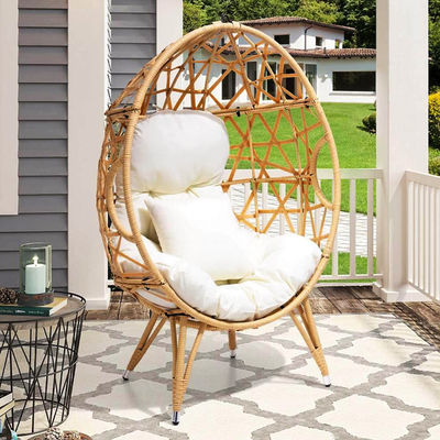 Algemeen Buitenmeubilair Opvouwbaar Ja Ronde Pe Rattan Wicker Egg Sofa Stoel met Kussen
