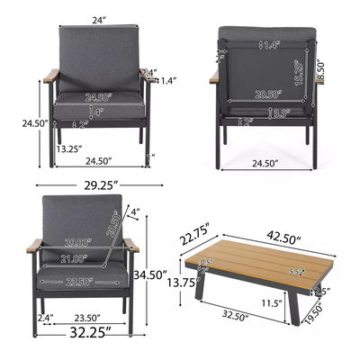 Specific Garden Sofa AJUNION 4 Piece Aluminium Outdoor Meubels Set met Koffietafel