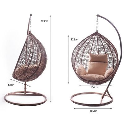 Buitenbalkon Tuin woonkamer Hangende schommelende eier stoel met PE Wicker Rattan Design