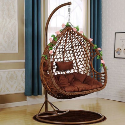 Buitenbalkon Hof Tuin Patio Pe Rattan Wicker Egg Swing Chair met stand