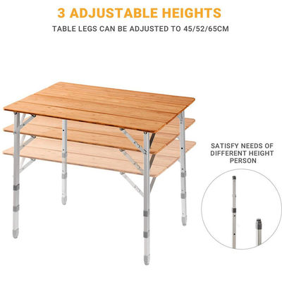 100 x 65 cm tafelplank bamboe houten metaal vouwbare picknick eettafel voor buitenkamperen