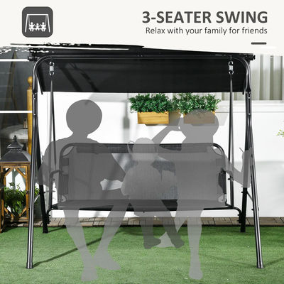 Waterdichte Canopy Outdoor Patio Swing Chair Sets voor 3 personen in moderne boerderij stijl
