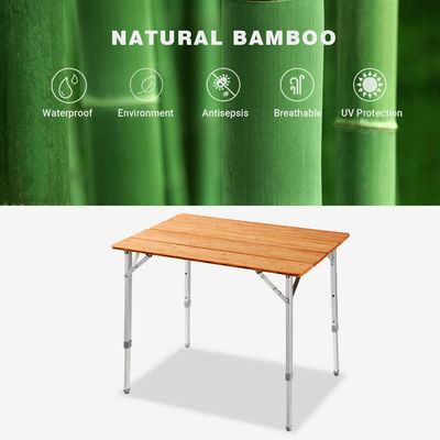 100 x 65 cm tafelplank bamboe houten metaal vouwbare picknick eettafel voor buitenkamperen