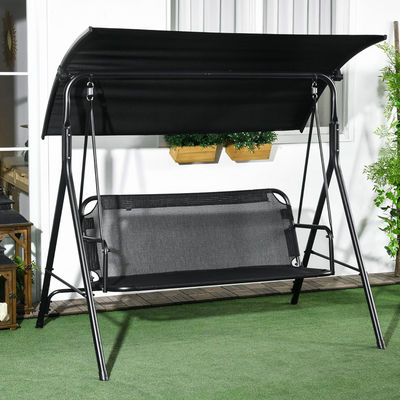 Waterdichte Canopy Outdoor Patio Swing Chair Sets voor 3 personen in moderne boerderij stijl