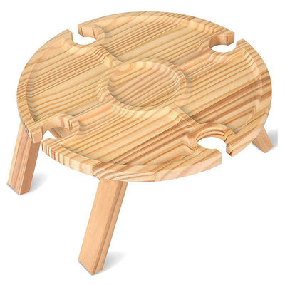 Houten draagbare opvouwbare ronde bak tafel voor buiten camping strand reizen en picknicks