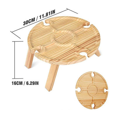 Houten draagbare opvouwbare ronde bak tafel voor buiten camping strand reizen en picknicks