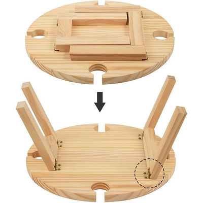 Houten draagbare opvouwbare ronde bak tafel voor buiten camping strand reizen en picknicks